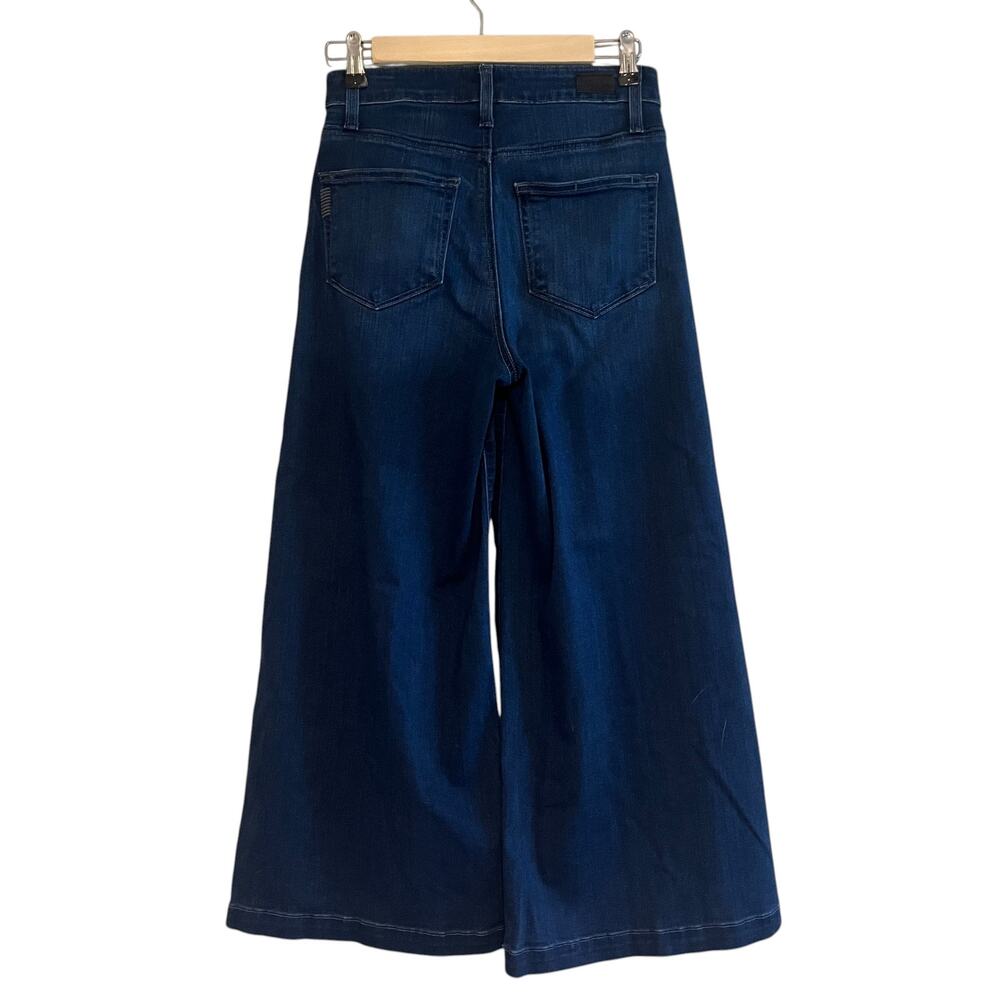Paige Wide Leg Jeans Lennie High Rise Cropped Stretch Denim Blue Size 25 - Picture 5 of 13